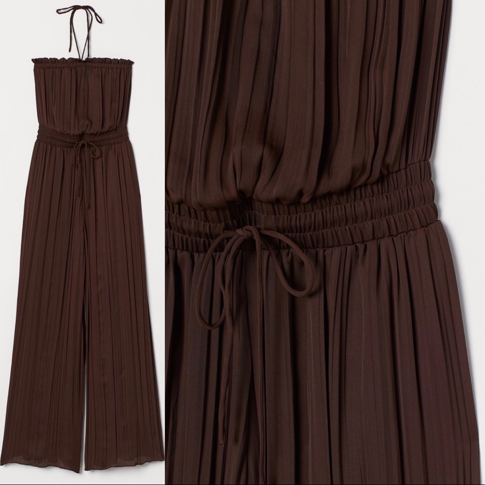 H&M Pleated Jumpsuit - Dark Brown - 10